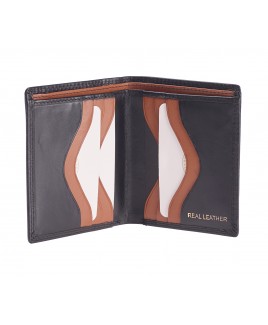 London Leathergoods Contrast Colour Twin Note Section Bifold Notecase